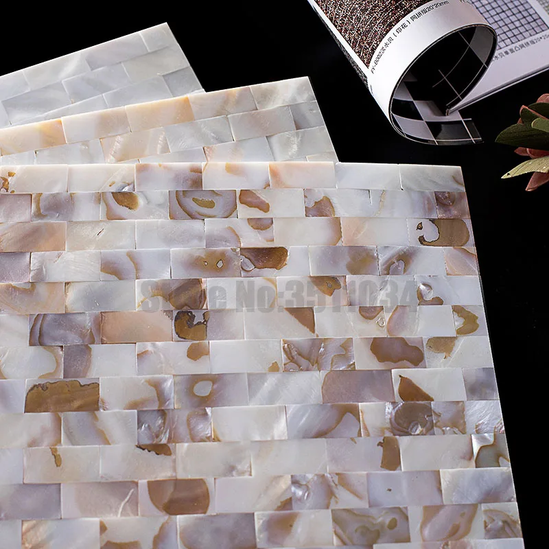 Художественные 3D наклейки на стену самоклеящаяся белая перламутровая плитка из