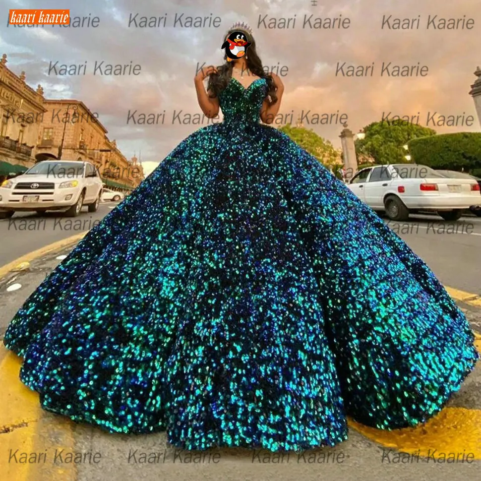 

Glitter Green Wedding Gowns Sweetheart Lace Up Sequin Ball Gown vestido novia Custom Made Bride Dresses Long 2020 Robe De Mariee