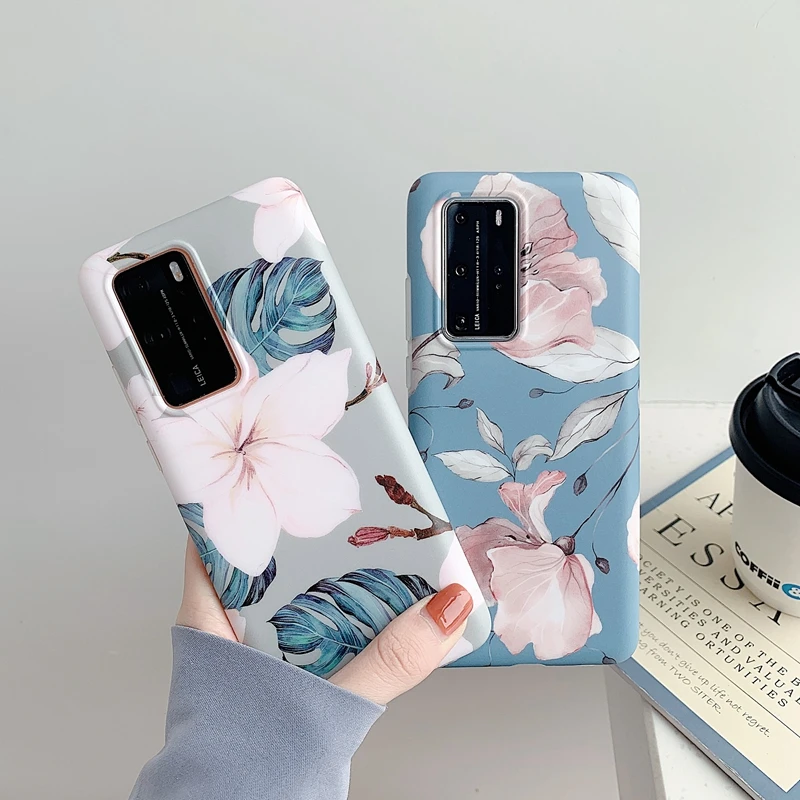 Чехол P40 Lite для Etui Huawei P30 Pro винтажный силиконовый чехол с зелеными листьями и