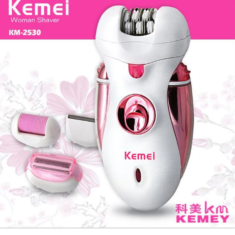 

kemei lady shaver KM-2530 4 in 1 electric epilator shaver callous remover hair trimmer clipper beard trimmer rechargeable