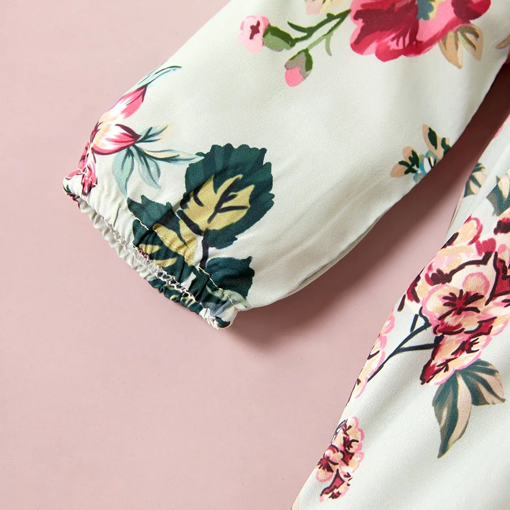 

Baby / Toddler Girl Flower Dress Floral Print Long-sleeve Dress and Solid Headband Clothes Outfit