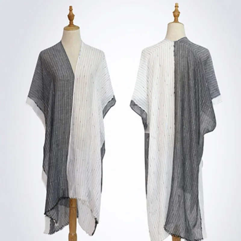 

WM 100%Cotton And Linen Four Seasons Thin Section Color Matching Silk Scarf 180CM Women's Shading Travel Sunscreen Big Shawl Z33