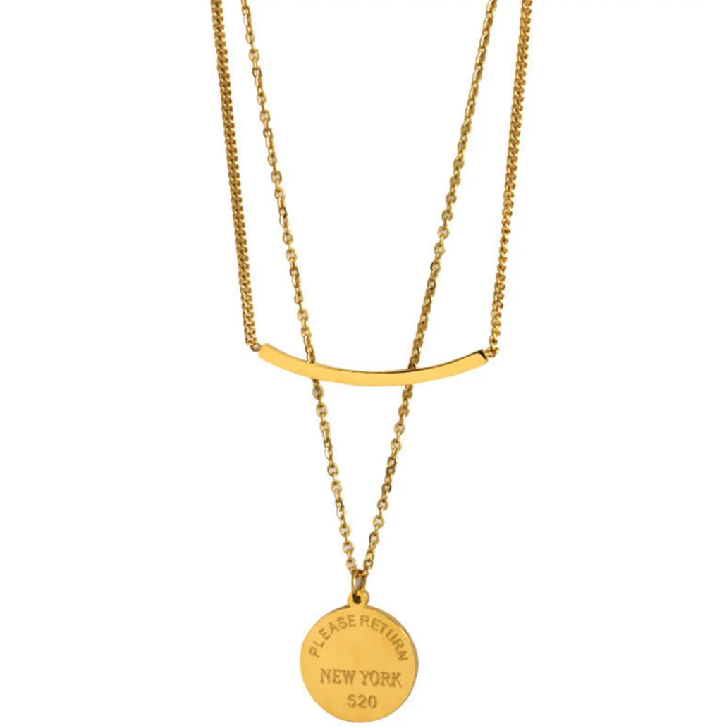 Двойное ожерелье из нержавеющей стали 316L титановая сталь не нужно снимать и