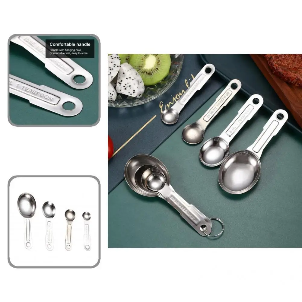 

4Pcs/Set Coffee Scoop Double Scale Portable Removal Ring Measuring Tablespoon for Restaurant