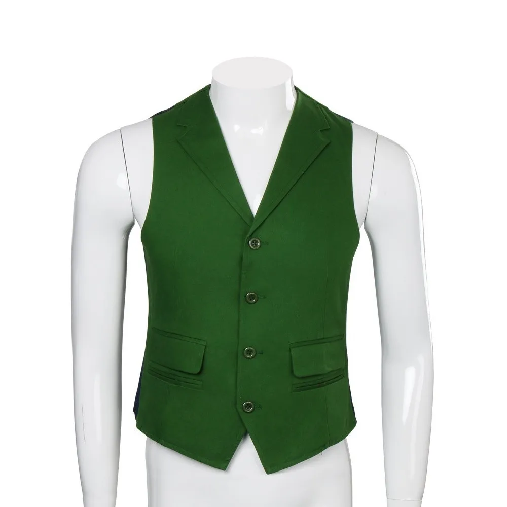 vest only Бэтмен Джокер из "Темного рыцаря" Косплей Костюм для взрослых мужчин Фиолетовый пальто рубашка зеленый жилет галстук Хэллоуин фильм костюмы Карнавальный наряд - Цвет: vest only