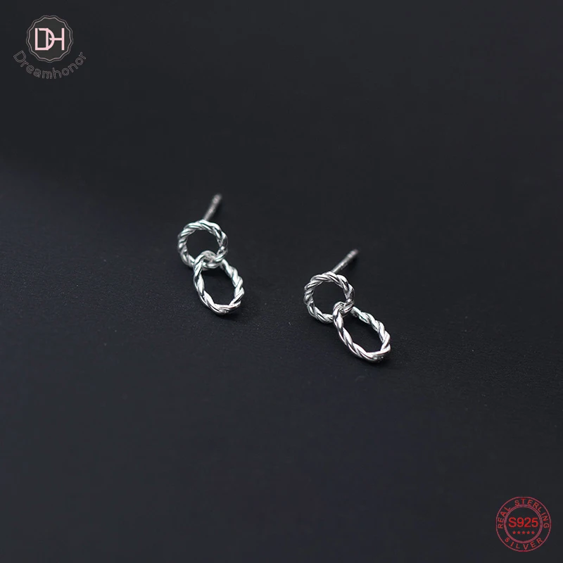 

Dreamhonor 925 Sterling Silver Twist Circle Round Stud Earrings For Best Friends Fine Jewelry SMT224