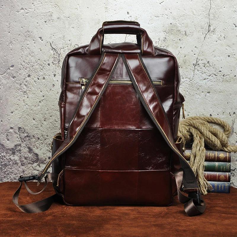 Мужской рюкзак из натуральной воловьей кожи дорожная вместительная школьная