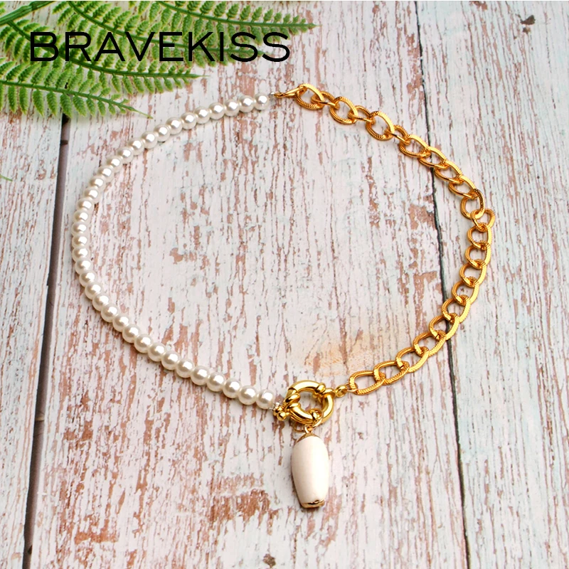 BRAVEKISS 4 стиля подвески в виде ракушки жемчужная цепочка подвеска Vsco сюрприз