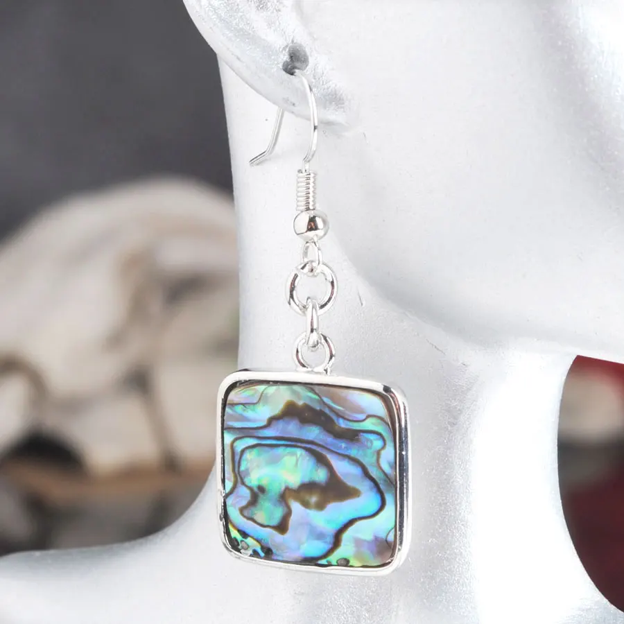 

WOJIAER 5 pair New Zealand Abalone Shell Drop Earring Beads Oval Square Earrings Simple Ear Jewellery for Women PV9003