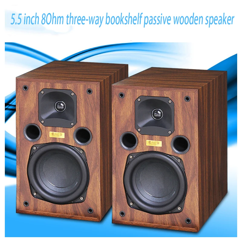 

20~100W 5.5 Inch 8ohm Bookshelf Speaker Three-way AE100MKII Reflective HiFi Speaker Three-unit Fever Passive Wooden Speaker