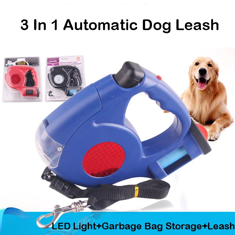 3 в 1 LED освещение Выдвижной Поводок для собак автоматический поводок щенков кошек