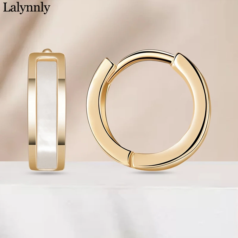 Lalynnly Роскошные AAA фианиты обруч с камнем Серьги для женщин золотого цвета круглые