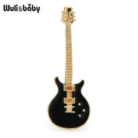 wulibaby guitar brooches for women men enamel music instruments party casual office brooch pins gifts