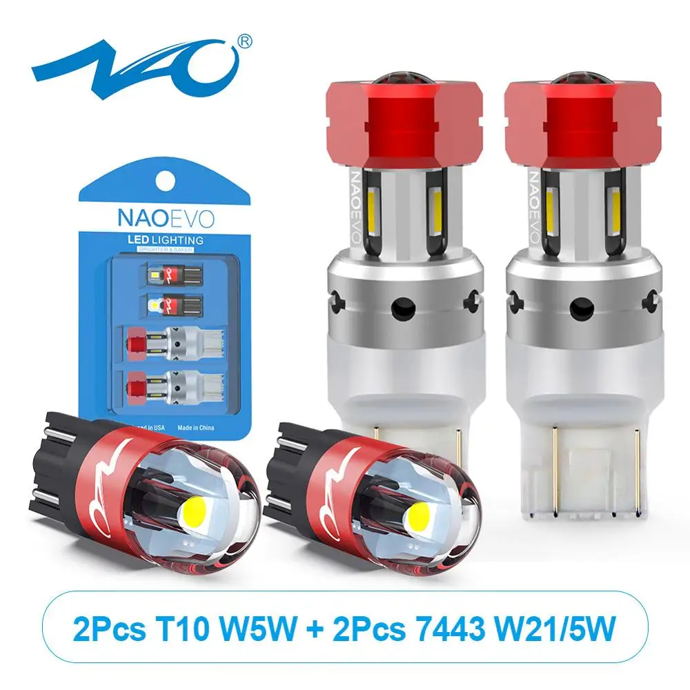NAO 4x T20 7443 T10 W5W LED 2000Lm 5W5 W21/5 W дневсветильник CSP Чип 194 для Lada GRANTA PRIORA NIVA XRAY KALINA