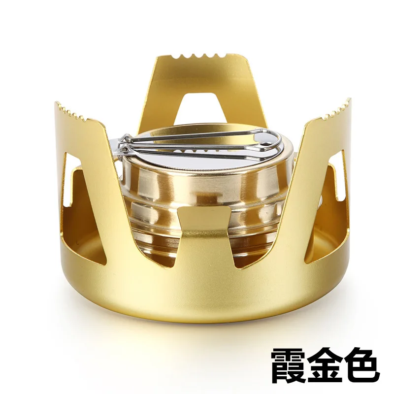 Golden Открытый спиртовая Печь Портативный набор Кемпинг чай Сверхлегкий спиртовая печь Огонь Клен Кемпинг горелки из нержавеющей стали Пешие прогулки - Color: Golden