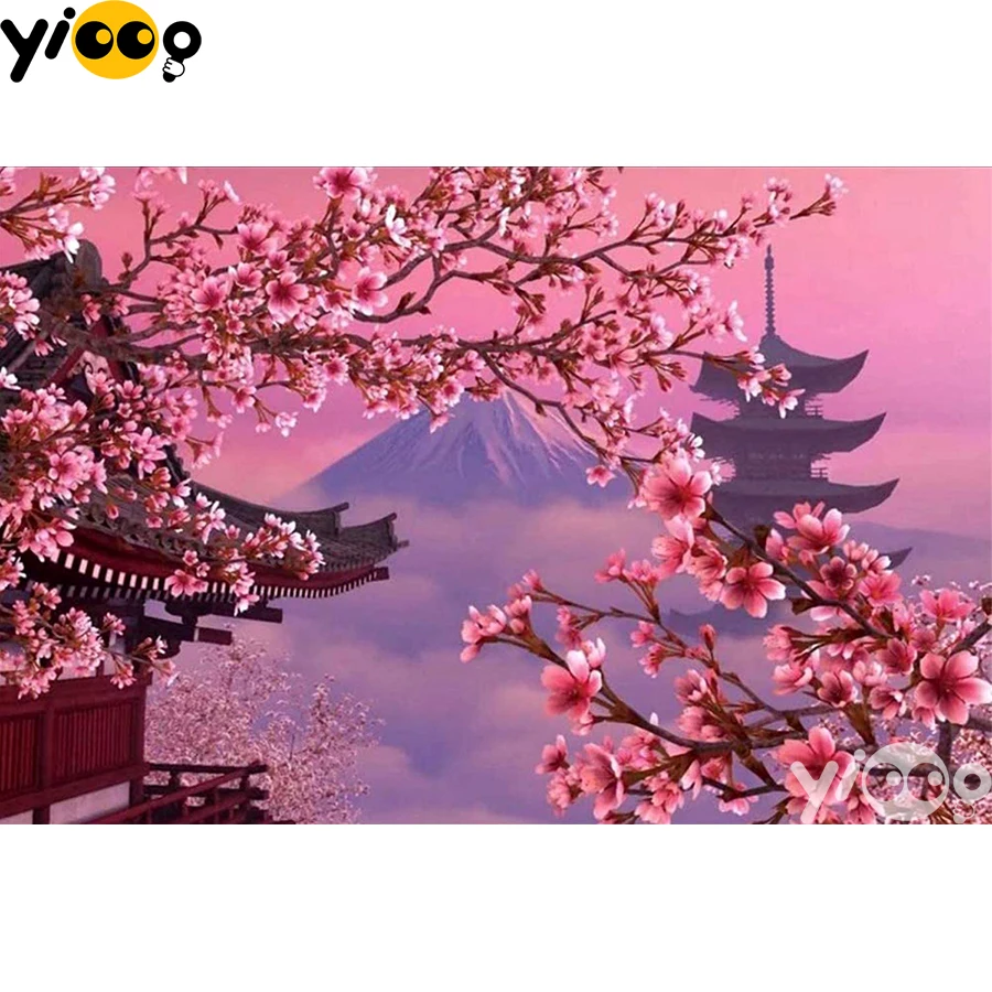 Полная квадратная/круглая алмазная живопись вышивка крестиком fuji пейзаж Стразы
