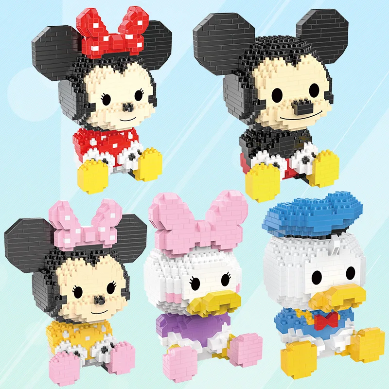 

New Cartoon Mickey Minnie Mini Figure Building Block Daisy Duck Funny Mirco Diamond Bricks Model Toys Children With DIY Face