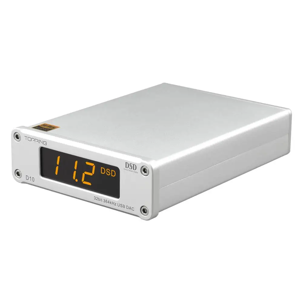 Топпинг D10 DAC аудио усилитель ES9018KAM USB DAC Amp DSD усилители xmos xu208 оптический Spdif коаксиальный вход - Цвет: Серебристый