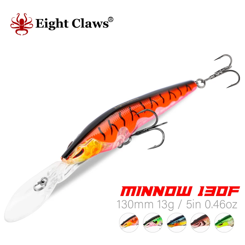 

EIGHT CLAWS 130F Jerk Minnow Lure Hard Fishing Bait 130mm 13g Magnet Weight Transfer Floating Water Jerkbait Wobbler Crankbait