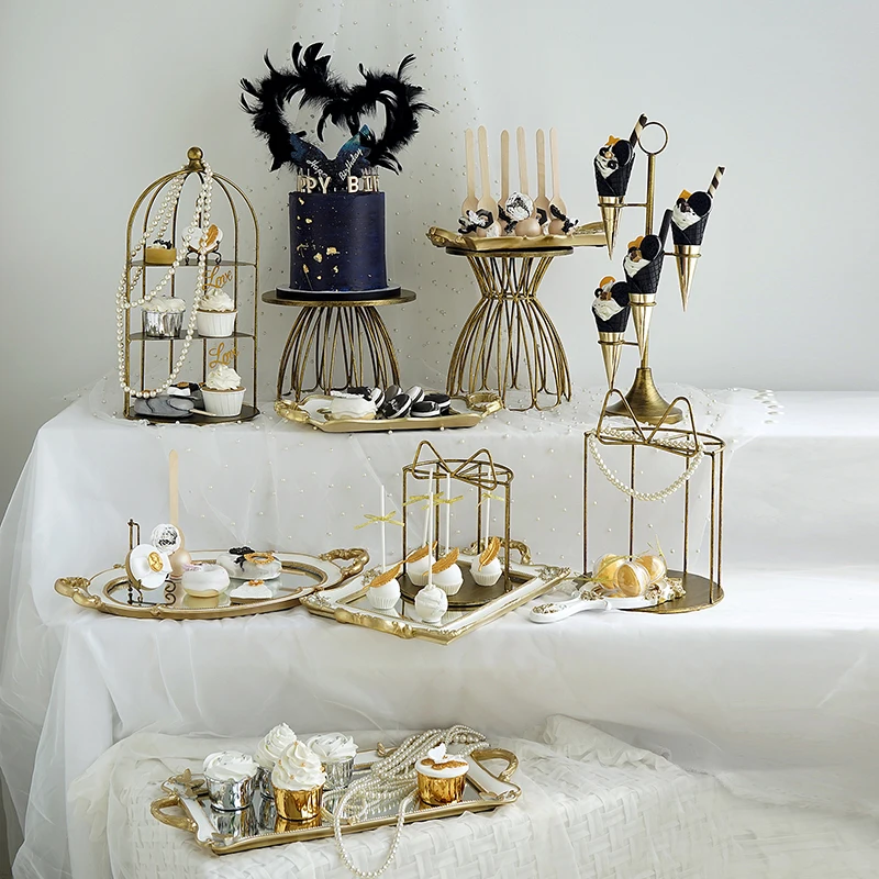 Винтажный стеклянный поднос из смолы подставки для тортов украшение свадебного