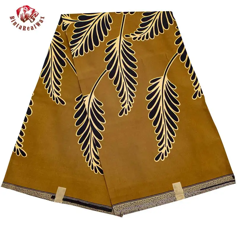 С узором в виде листьев полиэстер воск принты ткань с цветочным принтом для