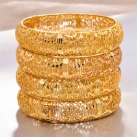 24k 4pcslot width women vintage bangles antique gold long bracelet bangle jewelry party wedding bridle gifts