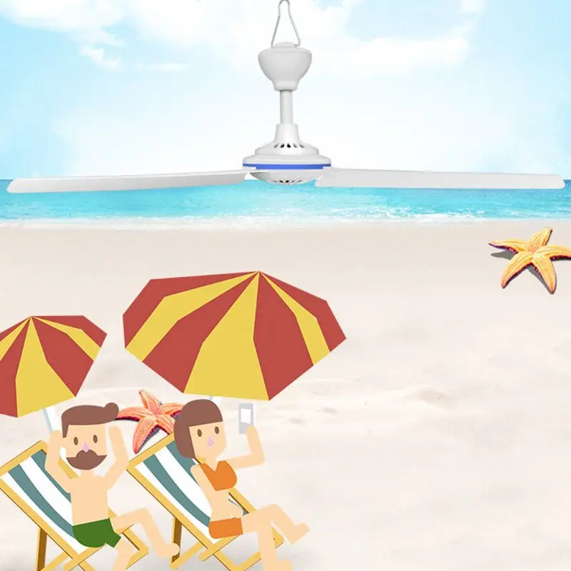 

2in1 AC 110V 220V DC 12V Adjust Speed Air Cooling Ceiling Fan Tent Hanging Fan