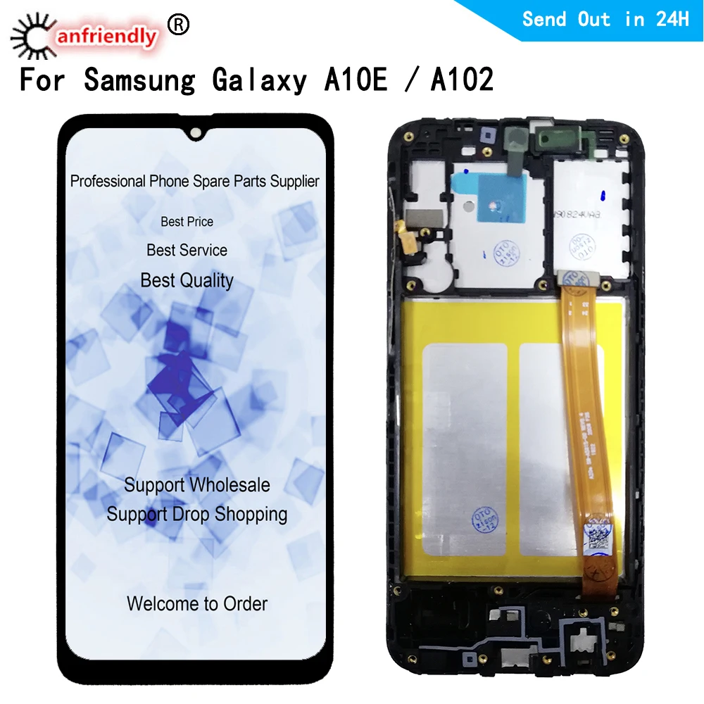 Pantalla LCD para m&oacute;vil, digitalizador de panel t&aacute;ctil con marco de repuesto para Samsung Galaxy A10E, A102, SM-A102U, S102DL, A102W-0