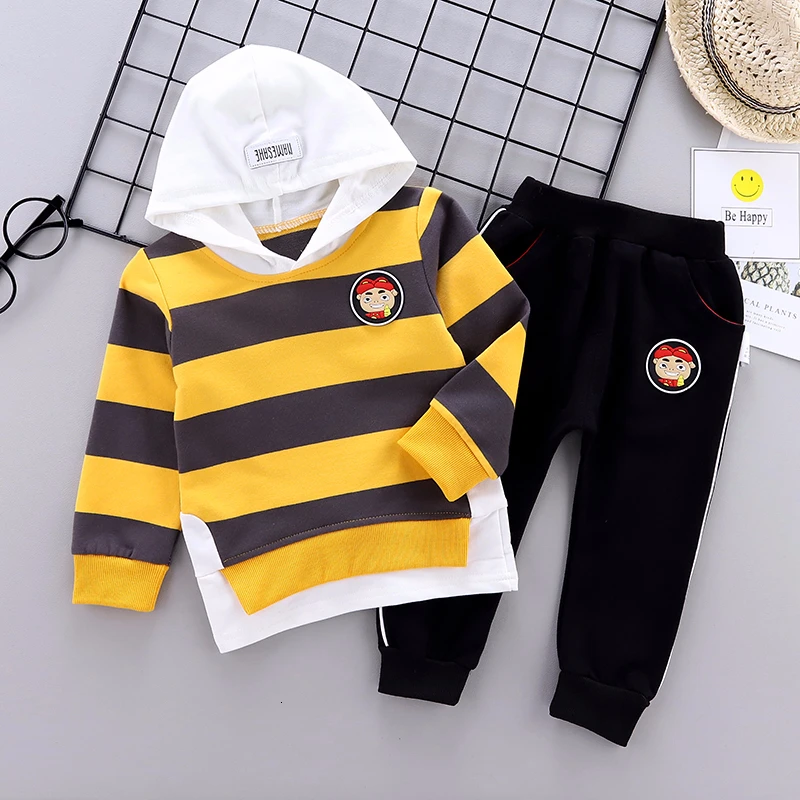 Одежда для маленьких мальчиков и девочек на весну осень свитер с капюшоном штаны