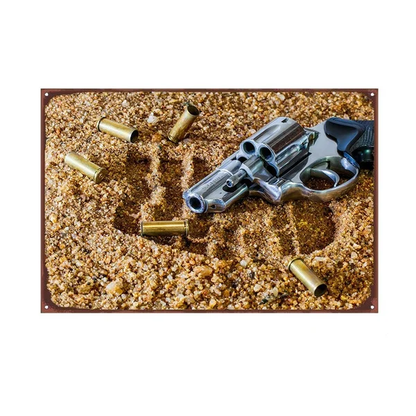 

Art of Revolver Bullets Vintage Tin Signs Metal Poster Garage Shop Home Wall Decoration Metal Sign Wall Poster Wall Home Decora