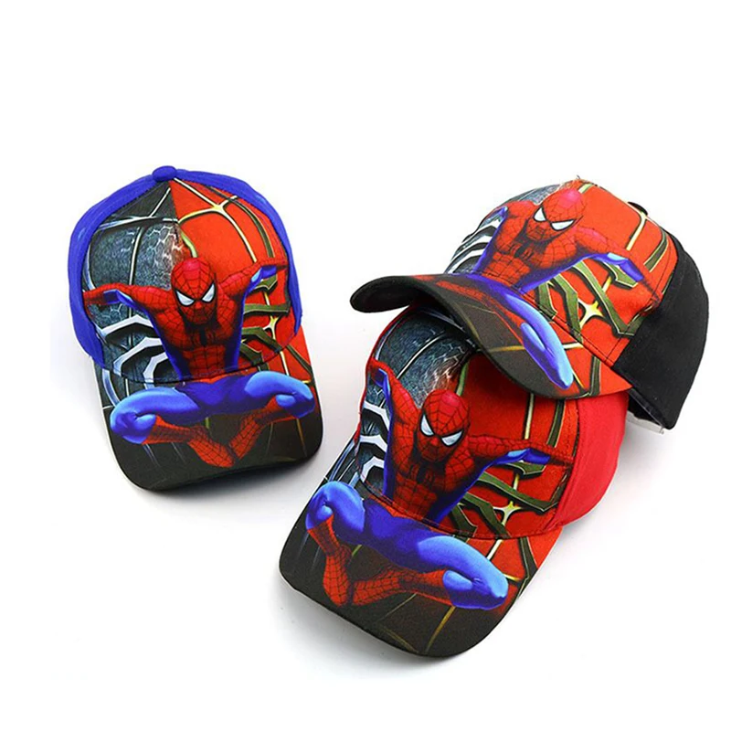 

Бейсболка с вышивкой для детей, Регулируемая Кепка в стиле хип-хоп, с мультяшным рисунком Человека-паука, летняя дышащая уличная детская шап...