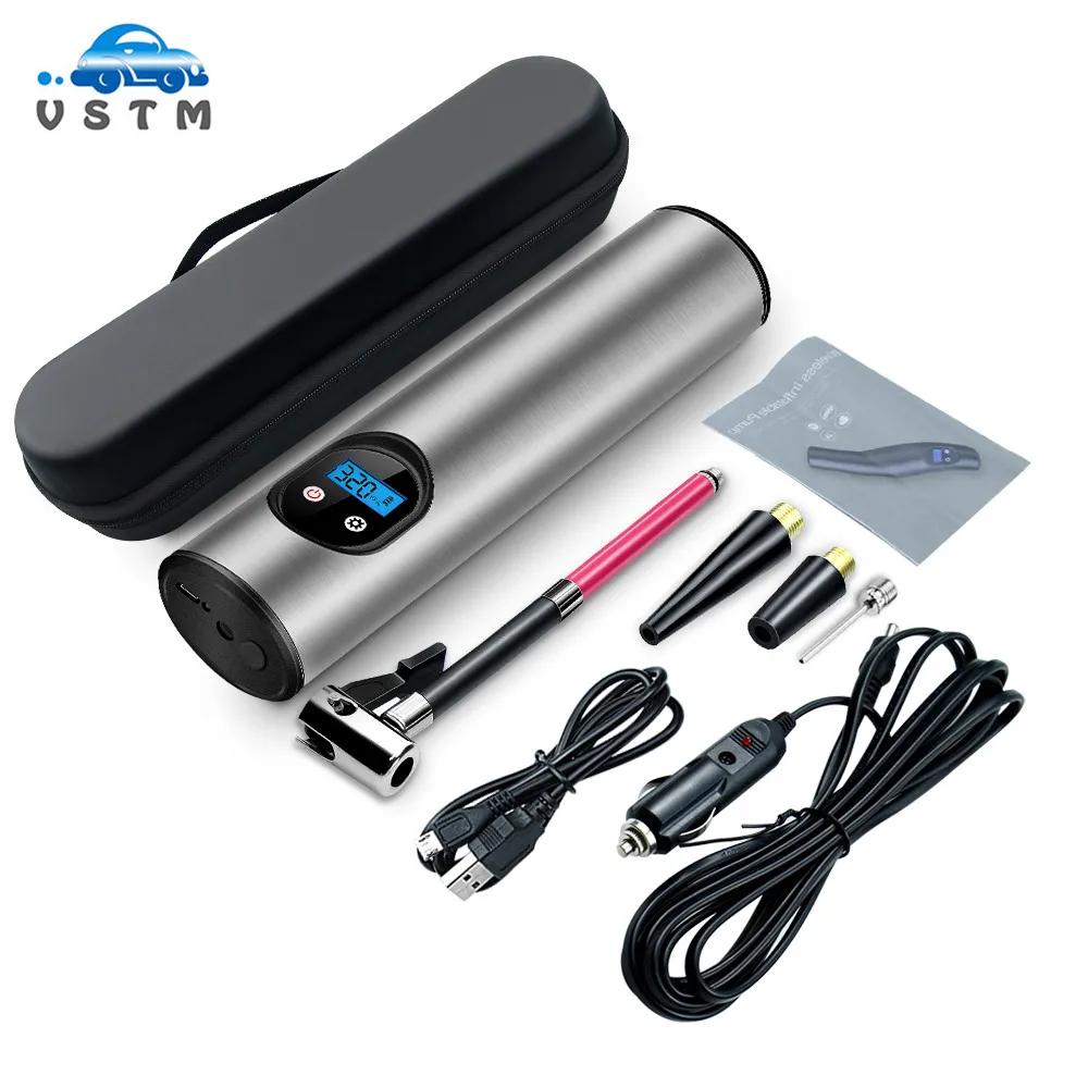 USB интерфейс портативный воздушный компрессор надувной насос 12 В 150PSI с ЖК-дисплеем для автомобильных велосипедов шины шары кольца для плавания