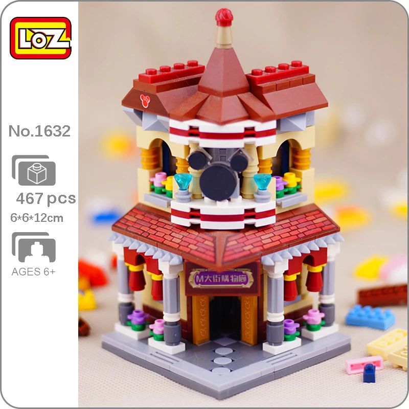 LOZ 1632 городская улица торговый центр магазин архитектура рынка DIY Мини блоки