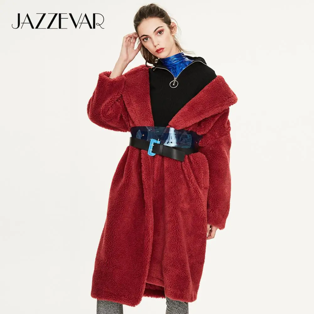 JAZZEVAR Зимнее новое поступление меховое пальто новое модное стильное свободная одежда длинное теплое зимная куртка K9063