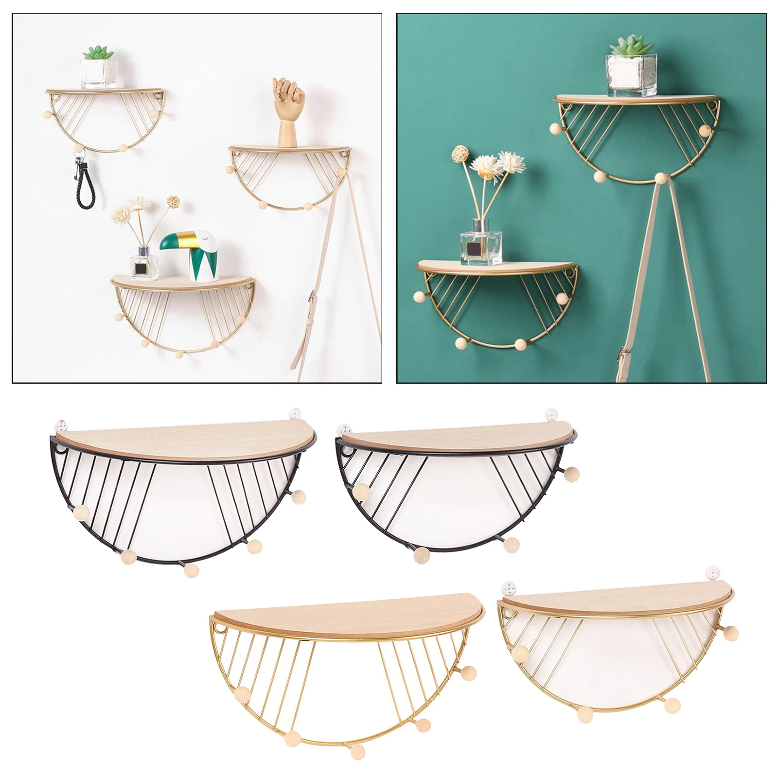 

Semicircle Iron Rack Wall Mounted ing Storage Shelf Decoration