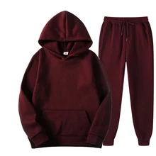 Conjunto de dos piezas formado por Sudadera con capucha y manga larga para mujer, chándal informal de forro polar, pantalones deportivos de talla grande, invierno, 2020 (4)