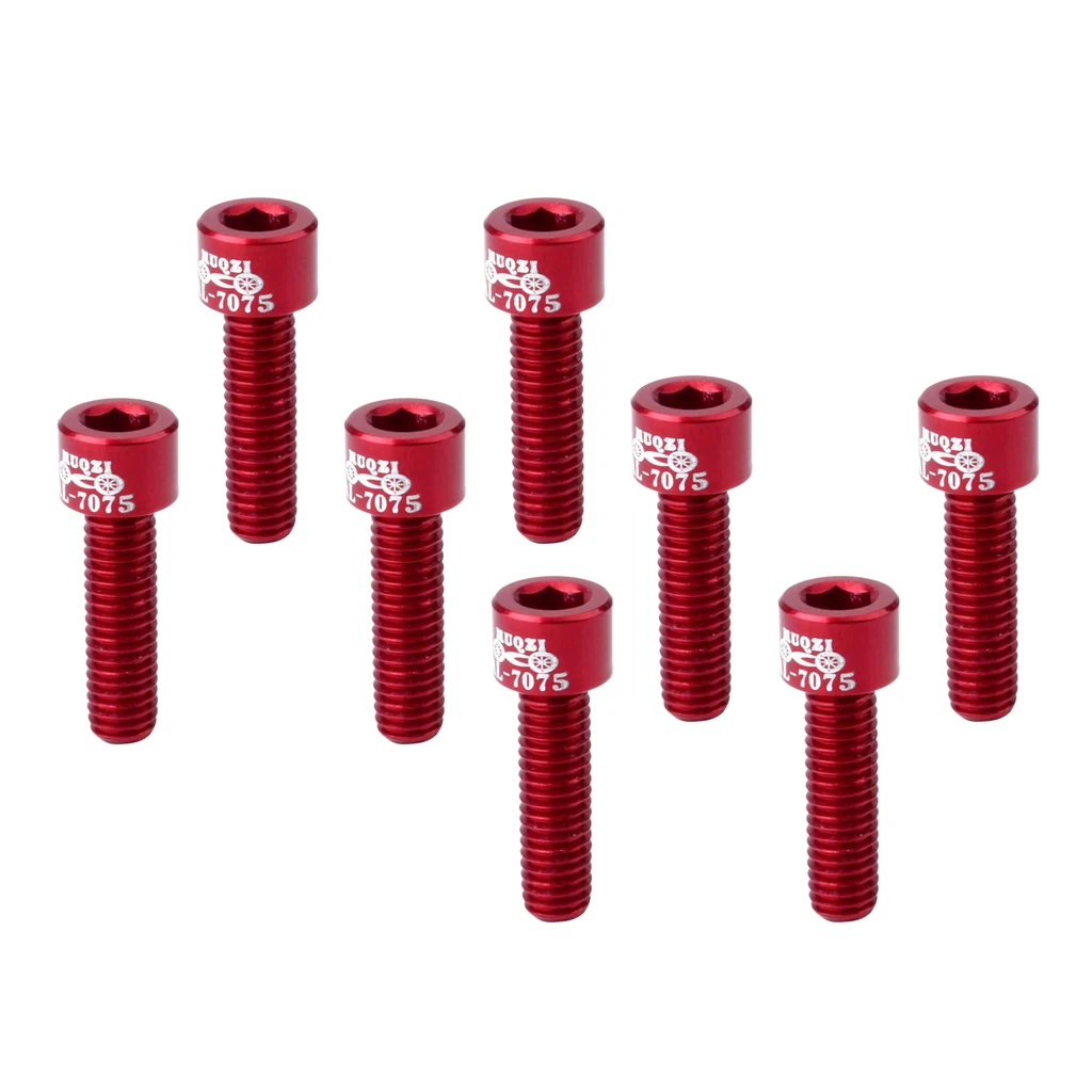 

8 Pieces M5x17mm Bicycle Bike Stem Top Screw Aluminum Alloy Bolt for Bike Fixing Red
