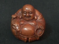 yizhu cultuer art collection old china boxwood hand carved happy maitreya statue family decoration
