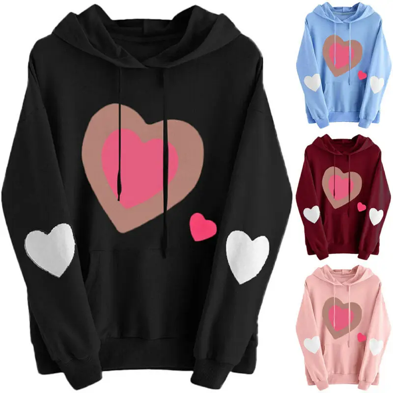 

Womens Printed Hoodies Tunic T-Shirt Blouse Long Sleeve Casual Loose Hooded Tops
