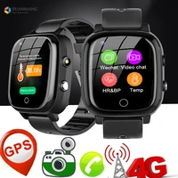 smart 4g video call watch elderly old man heart rate blood pressure monitor gps wifi trace locate camera thermometer smartwatch