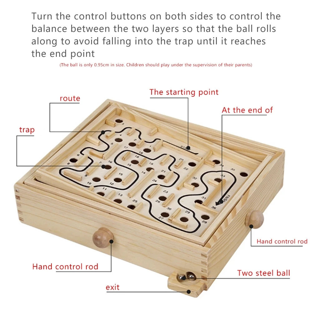 

2020 3D Magnetic Ball Maze Toy Challenge Balance Educational Toy Gift Wooden Box Fun Brain Hand Game for Kids Adult S/M/L