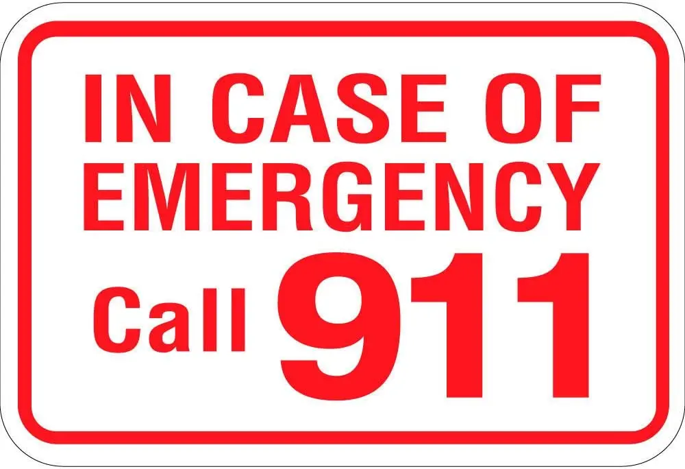 

in Case of Emergency Call 911 OSHA Label Vinyl Decal Sticker Kit OSHA Safety Label Compliance Signs 8"