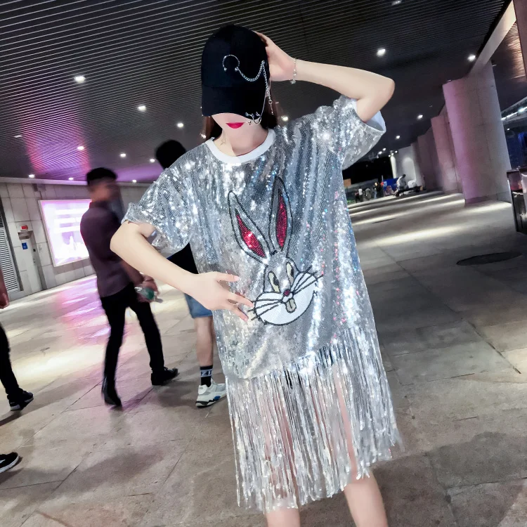 CWBshowGG мультфильм платье Женский 2019 лето новая кисточка шик с короткими рукавами