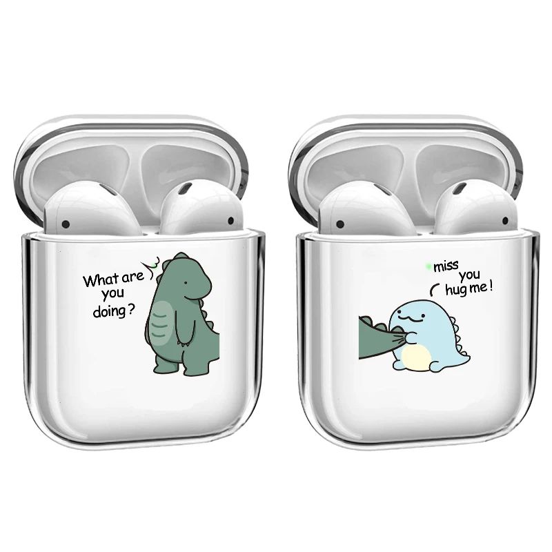 

Чехол для Airpods 1 симпатичный мультяшный динозавр пара Airpod чехол ТПУ чехол совместимый с AirPods 1/2 чехол с беспроводной зарядкой симпатичный