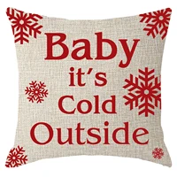 happy holidays noel believe abstract snowflakes baby its cold outside beige body burlap throw pillow case cushion cover