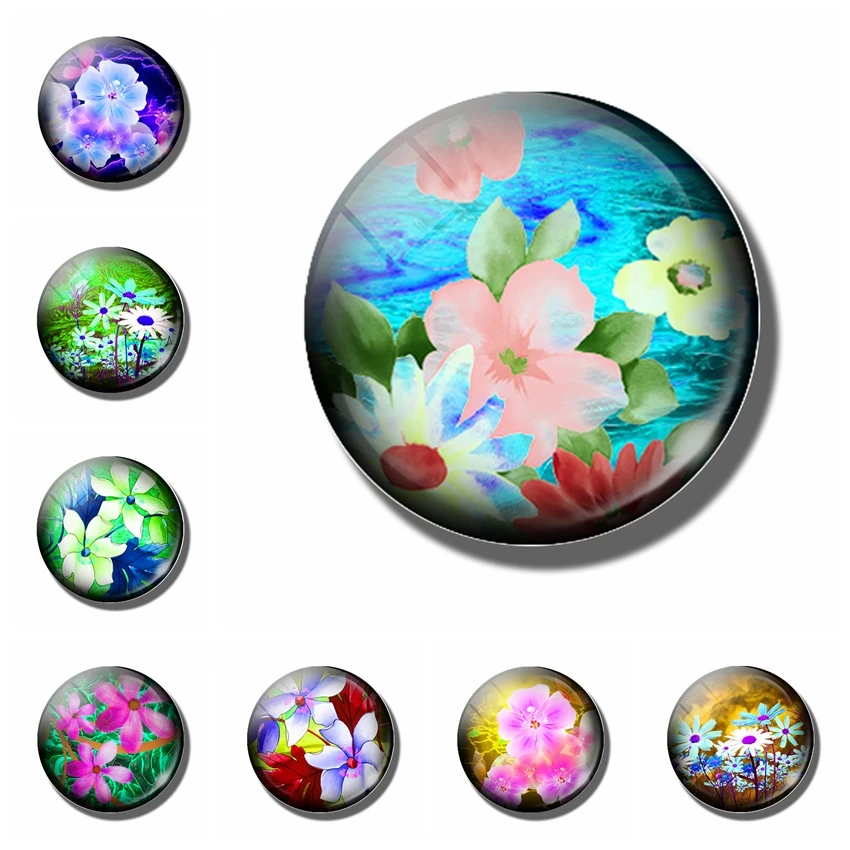 Художественная Живопись Стекло Круглый цветочный узор магнит на холодильник