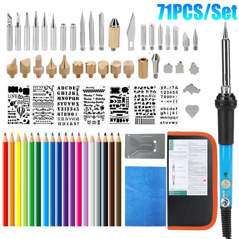 

71 шт. 60 Вт Электрический паяльник с регулируемой температурой 220 В 110 В сварочный паяльник аксессуары для паяльника вилка США/Великобритания...