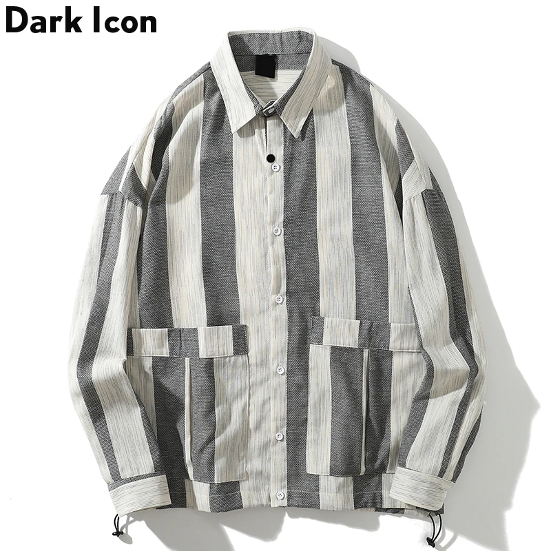Темная икона повседневные мужские рубашки с большим карманом платье 2019 модная