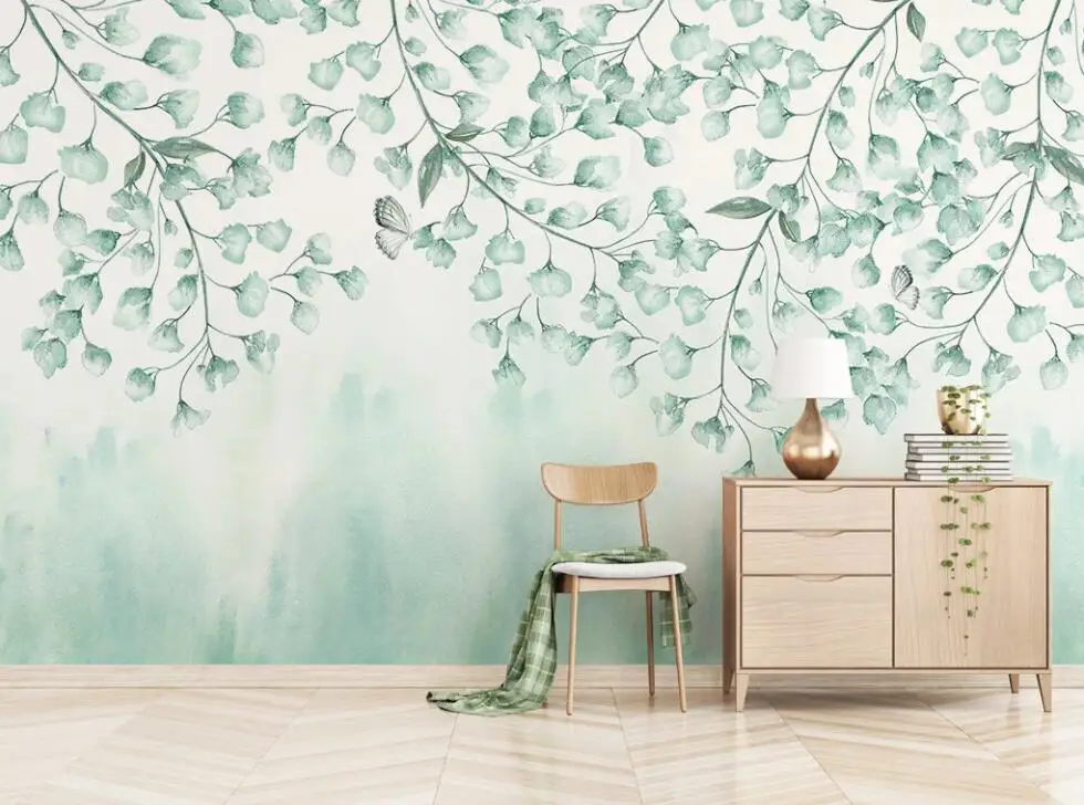 Green Leaf Mural Photo Wallpaper Sofa Background Contact Paper for TV 3d Wall Murals Papers Luxury Home Decor | Обустройство дома