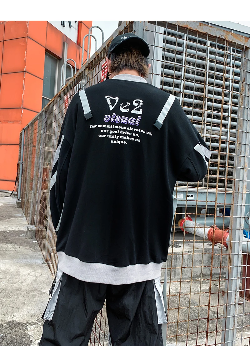 LENSTID осень мужской хип хоп кардиган бейсбольные куртки съемный карман Harajuku уличная пряжка с лентой дизайн Брендовые пальто